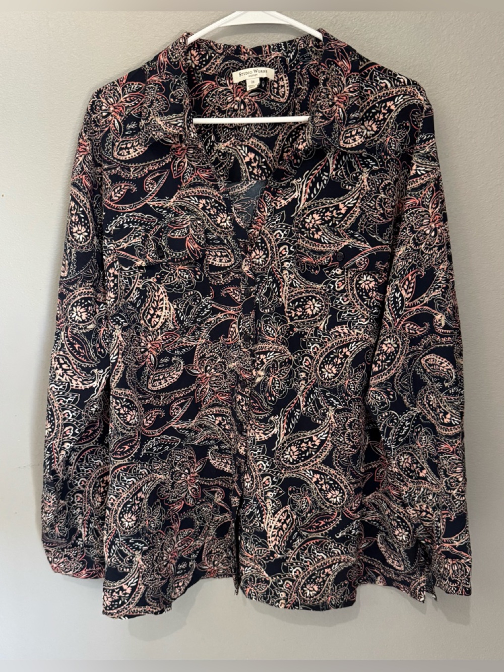 Studio Works Women's Paisley Button-Down Blouse